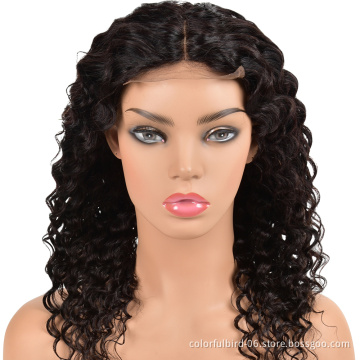 Indian hair Remy Human Hair Deep wave Wig Wholesale Virgin Lace Closure Wig 4x4 lace front human hair wig